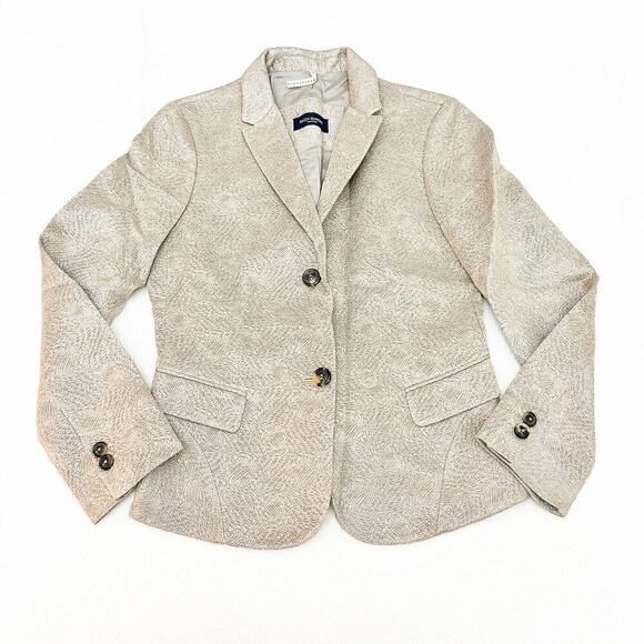 Piazza Sempione Gold Tetured Wool Silk 2-Button Blazer Metallic Size 42 - Picture 1 of 6